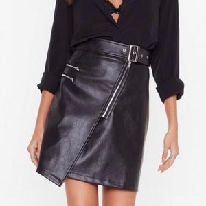 NastyGal black faux leather skirt size 2